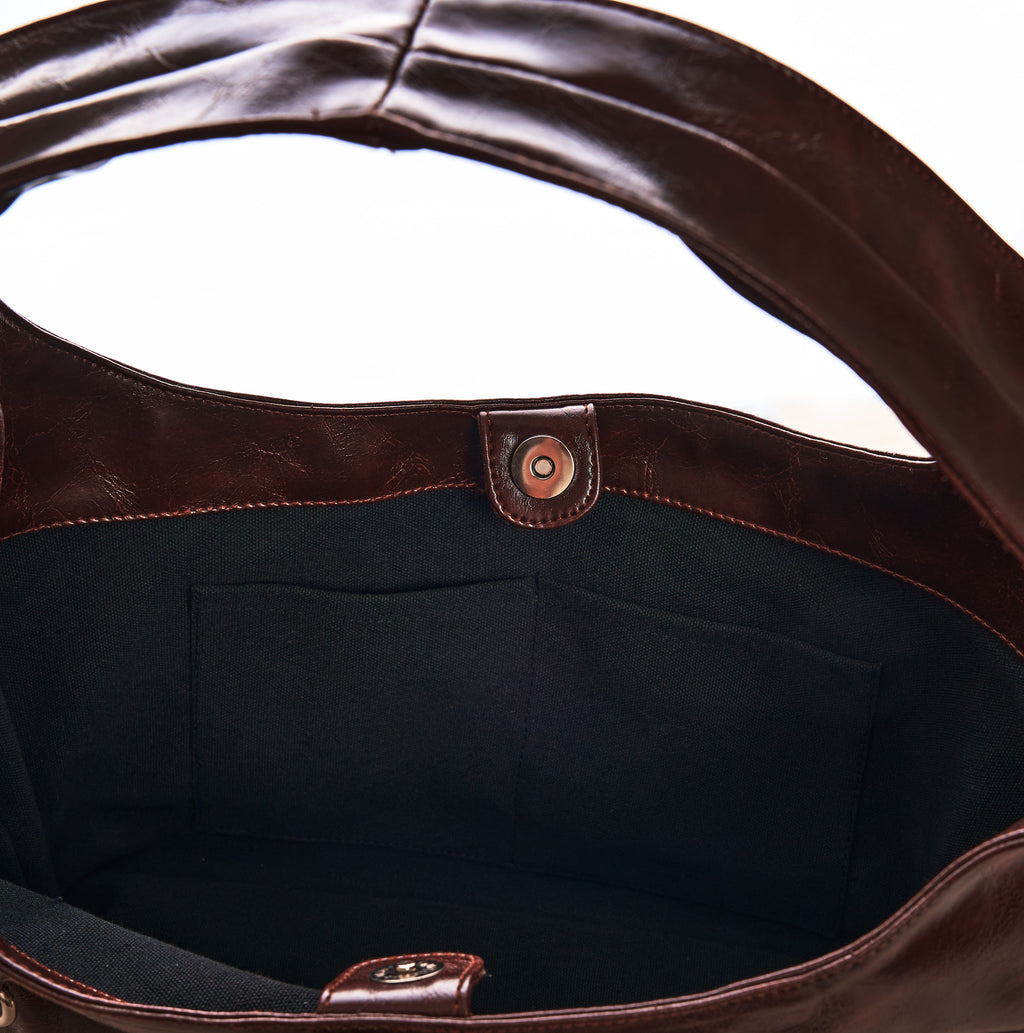 Limited Edition: Medium Studded Hobo Bag in Washed Oil Chestnut