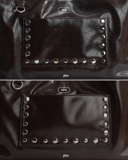 [ON HAND] Medium Studded Hobo Bag in Washed Oil Chestnut