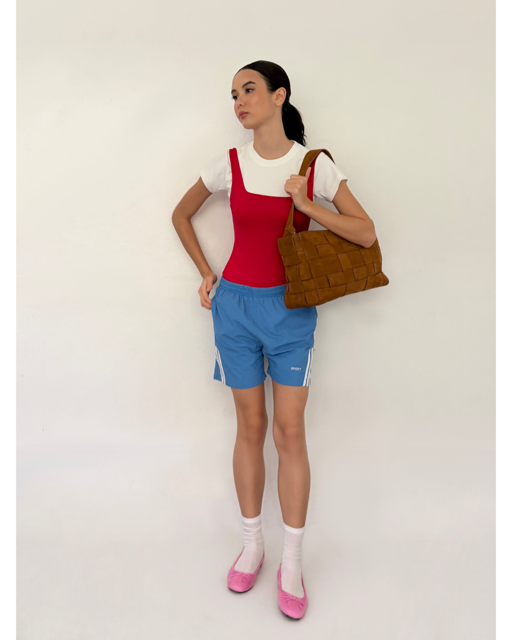 Medium Woven Frame Bag in Suede Biscuit (2.0)