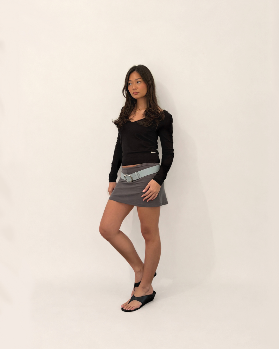 Slip Wedge in Leather Onyx (2.5")