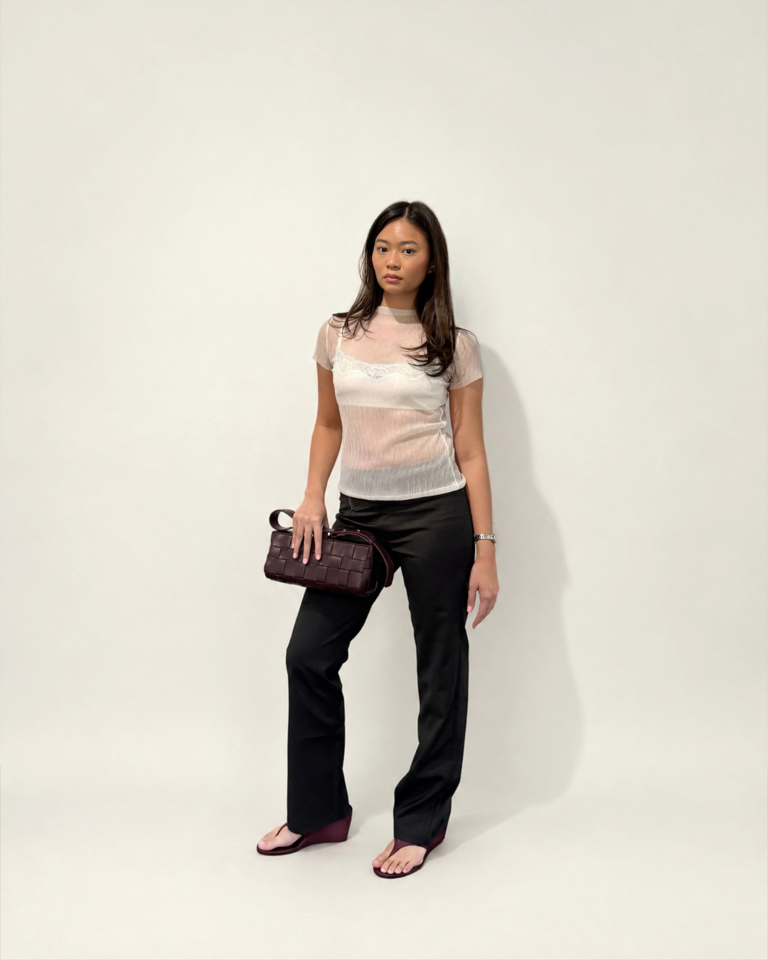 Slip Wedge in Leather Plum (2.5")