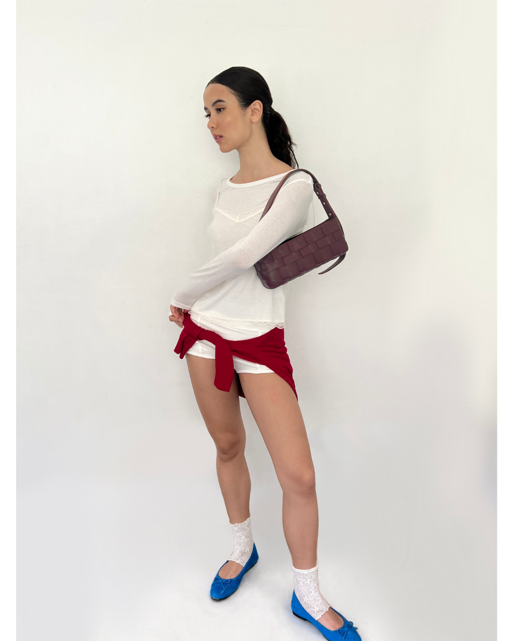 Small Woven Frame Bag in Oxblood (2.0)