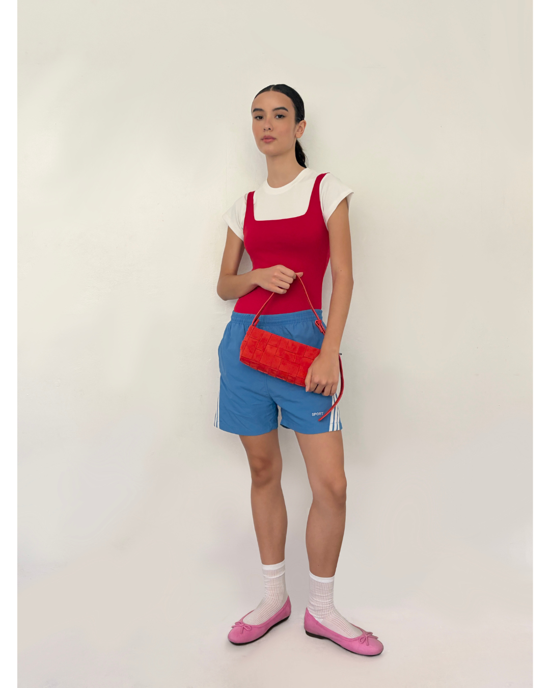 Small Woven Frame Bag in Suede Poppy (2.0)