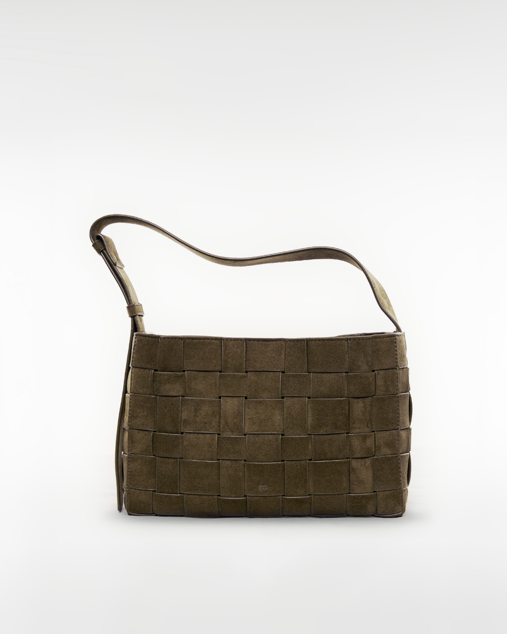 Medium Woven Frame Bag in Suede Moss