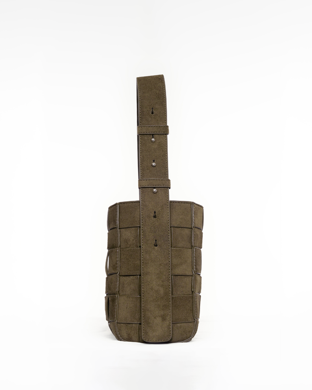 Medium Woven Frame Bag in Suede Moss