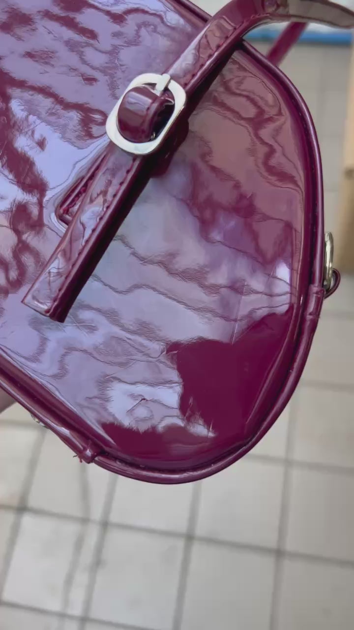 Baguette Bag in Burgundy (Patent)